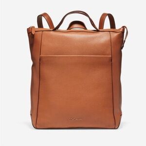 Cole Haan Grand Ambition Leather Convertible Backpack British Tan - Big Size